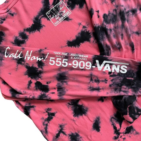 VANS Man I Need Vans Logo Print Tie Dyed Cotton Jersey T-Shirt Pink Size Medium - Picture 6 of 10